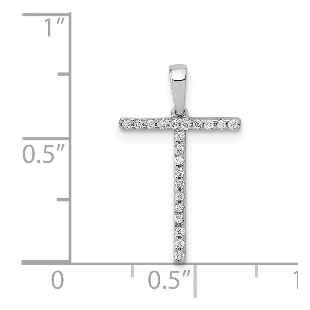 14K White Gold Diamond Letter T Initial Pendant