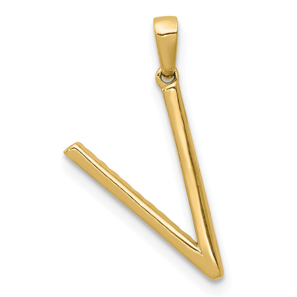 14K Diamond Letter V Initial Pendant