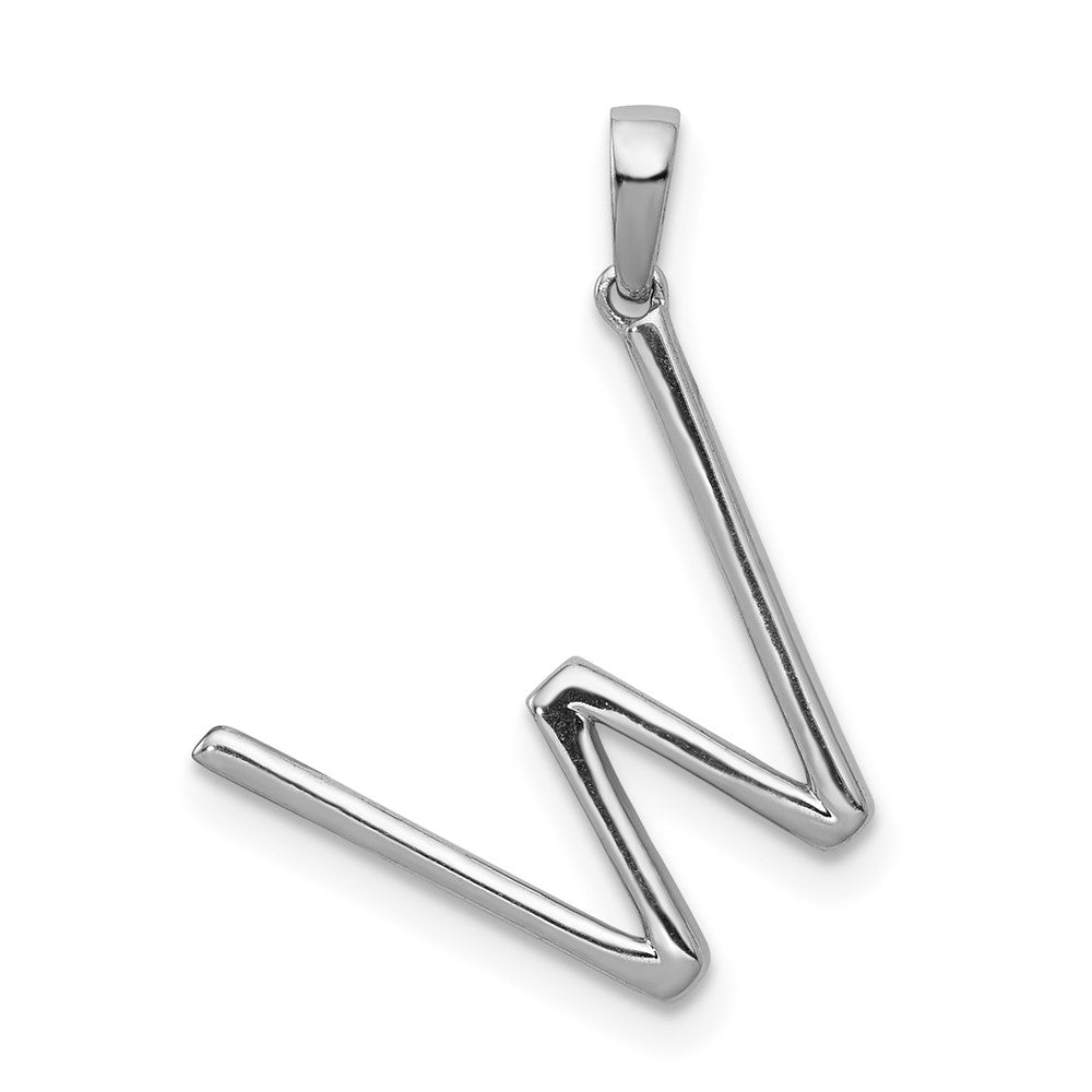 14K White Gold Diamond Letter W Initial Pendant