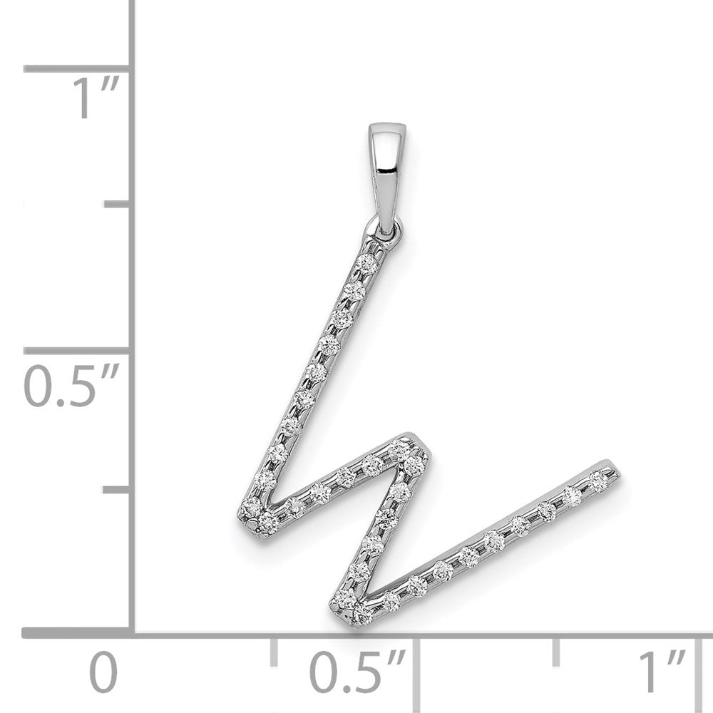 14K White Gold Diamond Letter W Initial Pendant