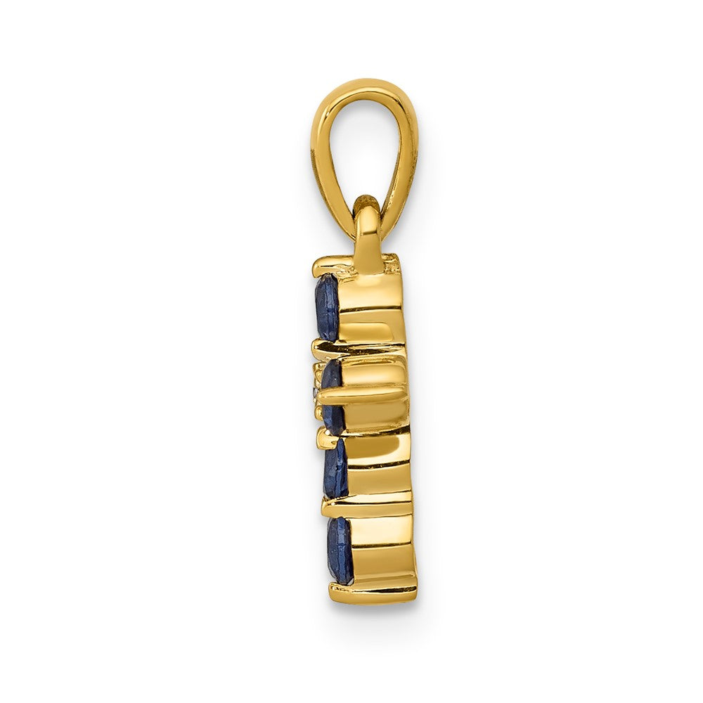 14k Sapphire and Diamond Cross Pendant