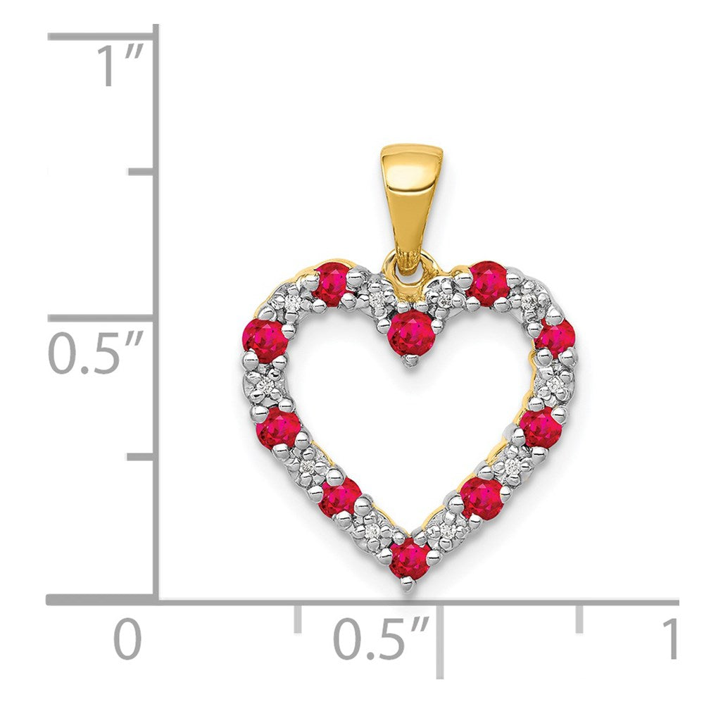 14k Diamond and .35 Ruby Heart Pendant