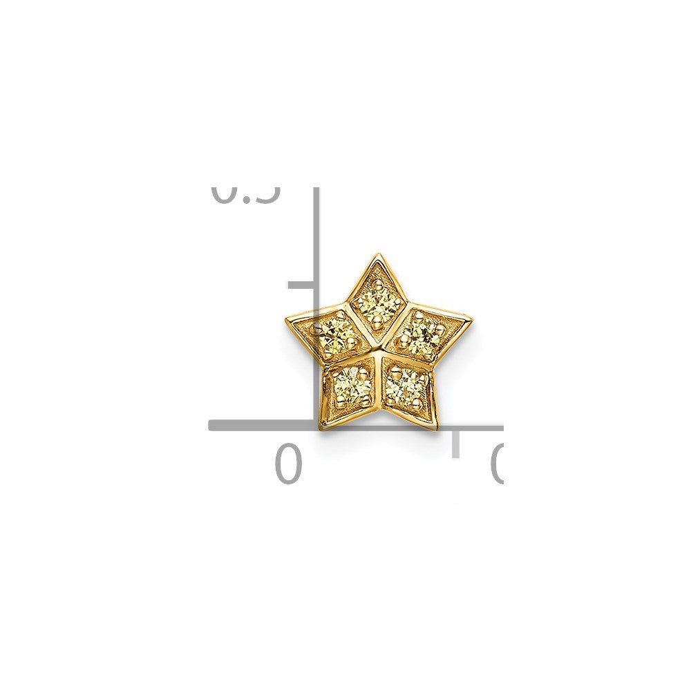 14k Yellow Sapphire Star Chain Slide Pendant