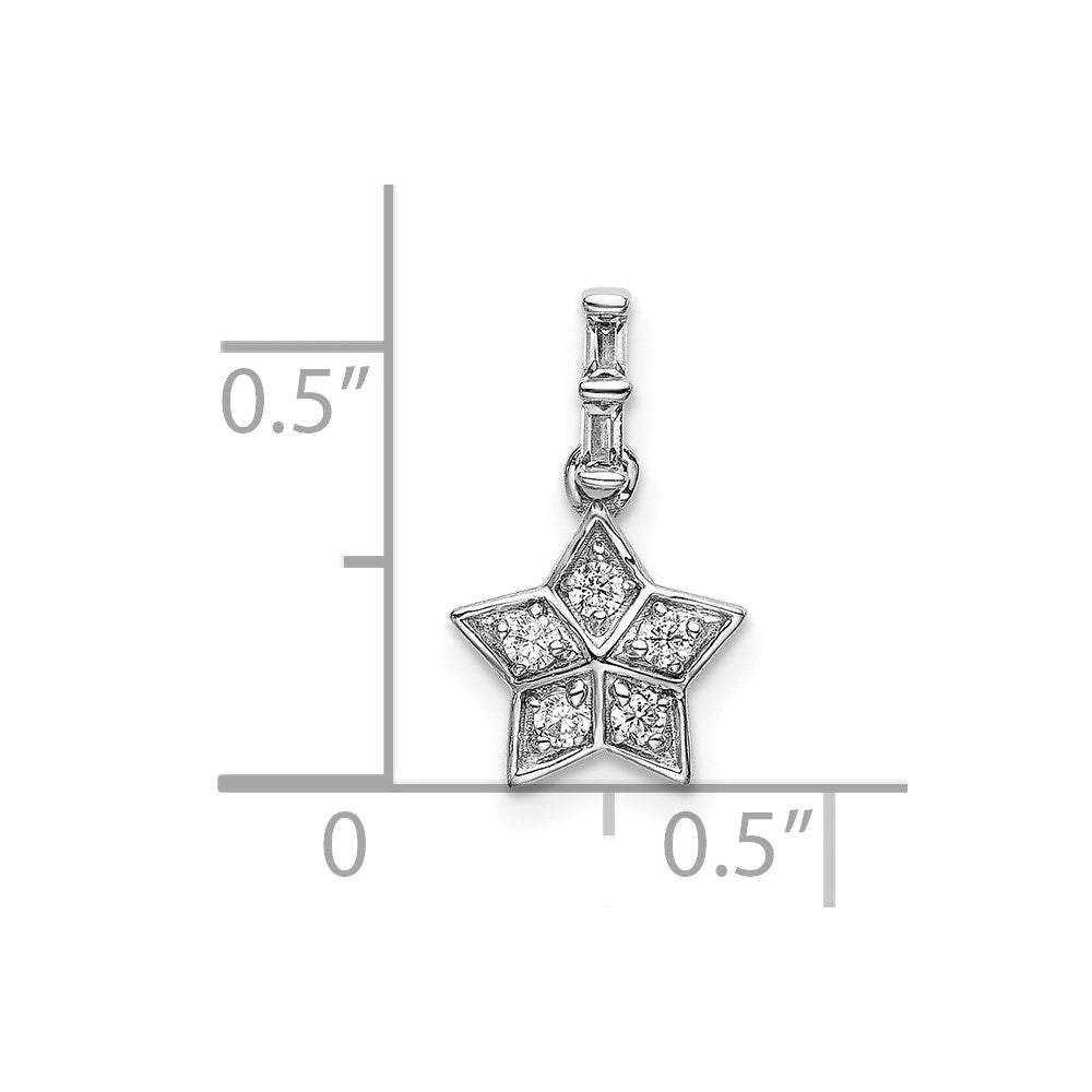 14k White Gold Diamond Star Pendant