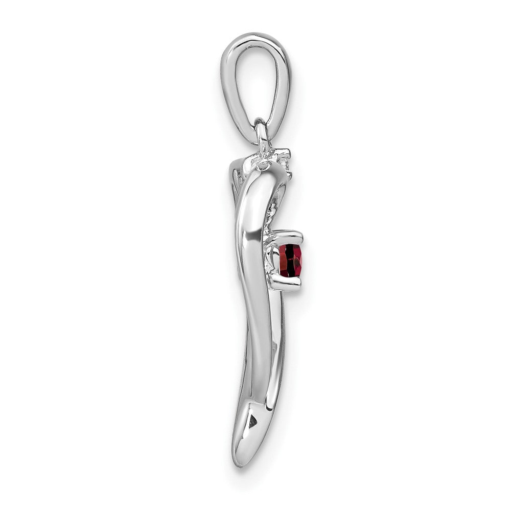 14k White Gold Garnet and Diamond Heart Pendant