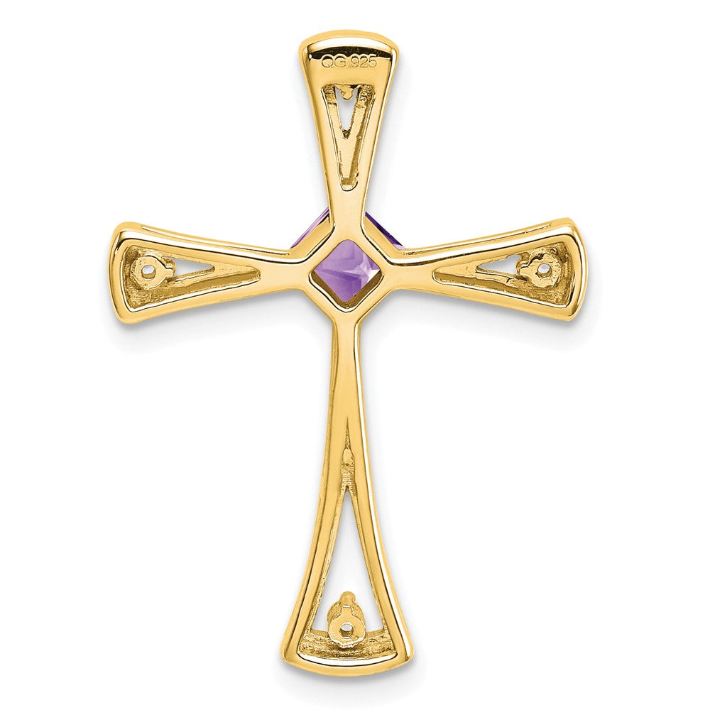 14k Amethyst and Diamond Cross Chain Slide