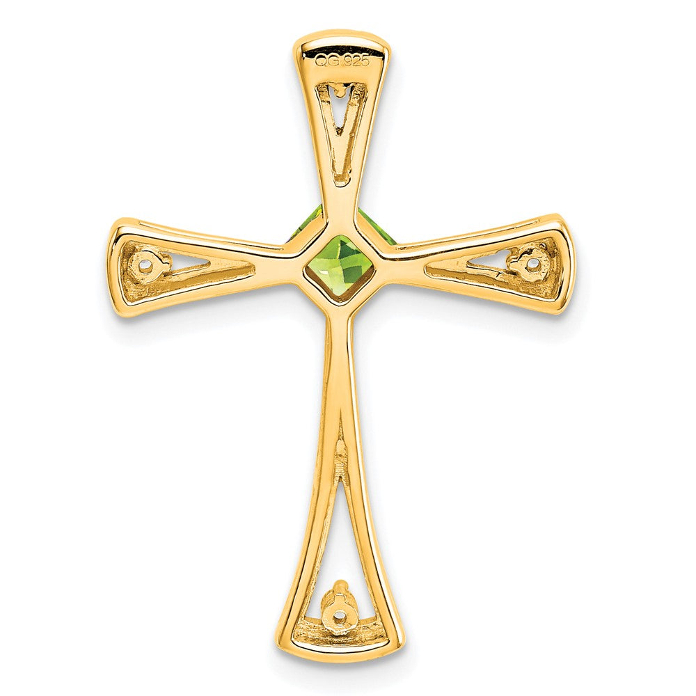 14k Peridot and Diamond Cross Chain Slide