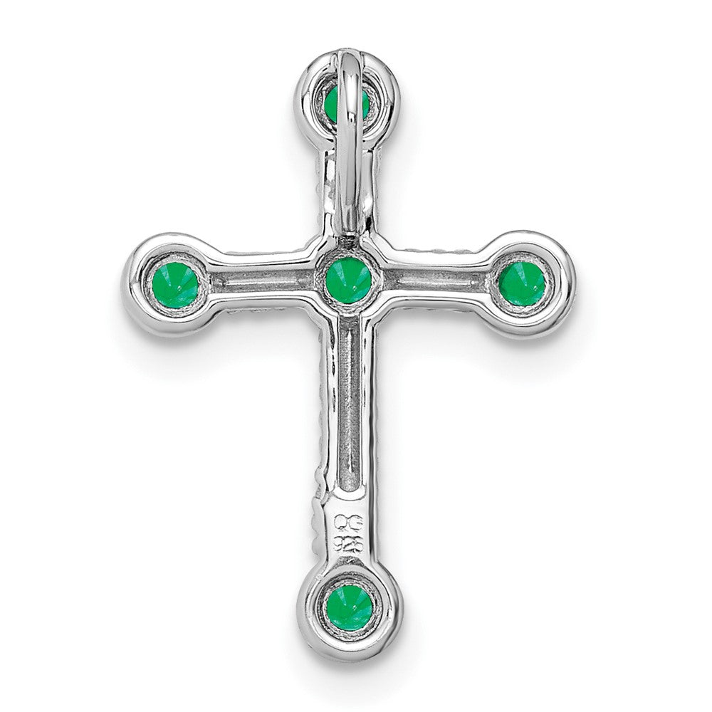14k White Gold Emerald Cross Chain Slide