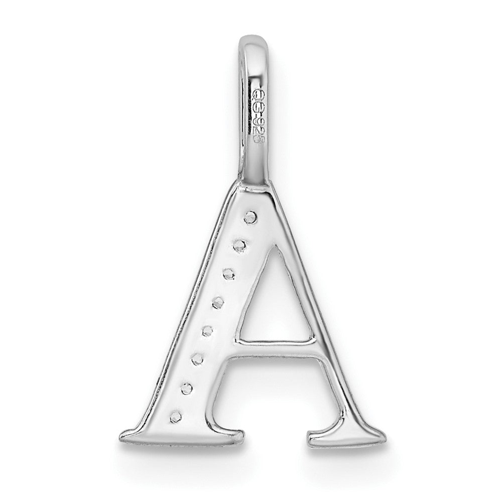 14K White Gold Diamond Letter A Initial Pendant