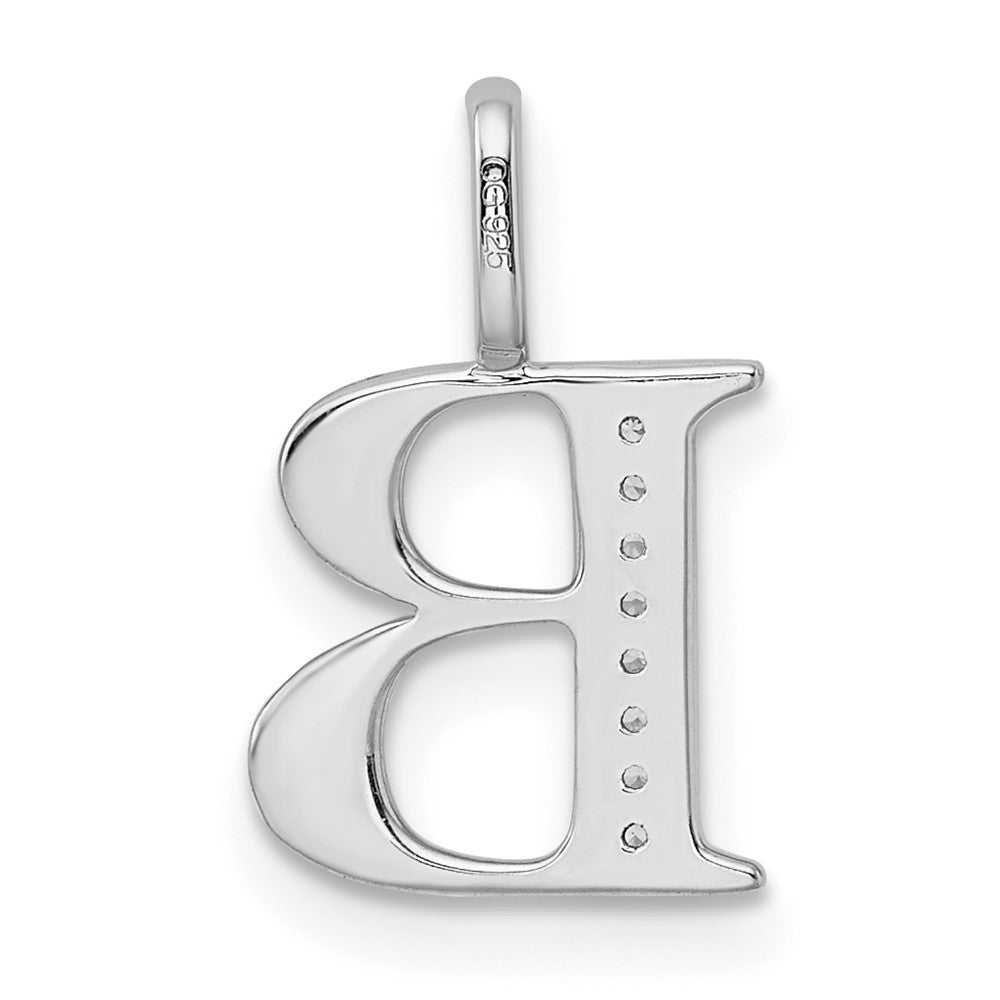 14K White Gold Diamond Letter B Initial Pendant
