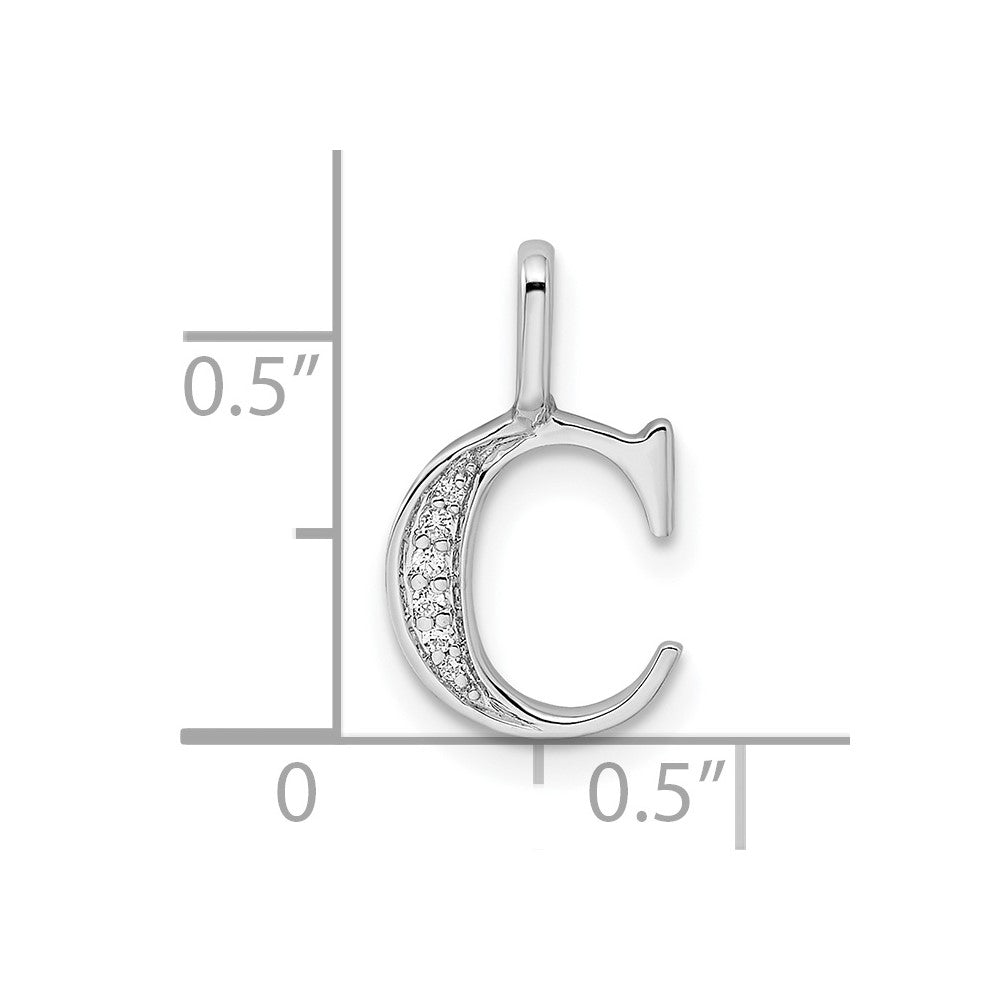 14K White Gold Diamond Letter C Initial Pendant