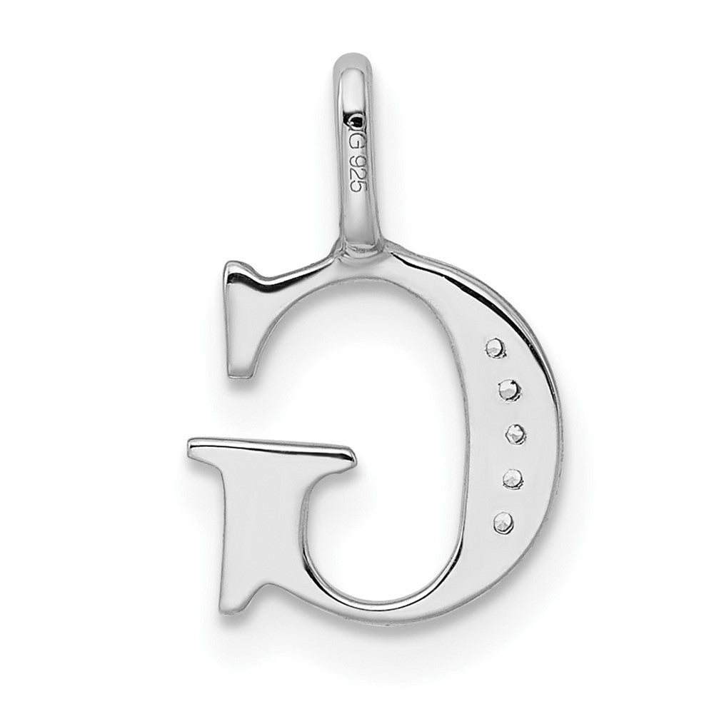 14K White Gold Diamond Letter G Initial Pendant