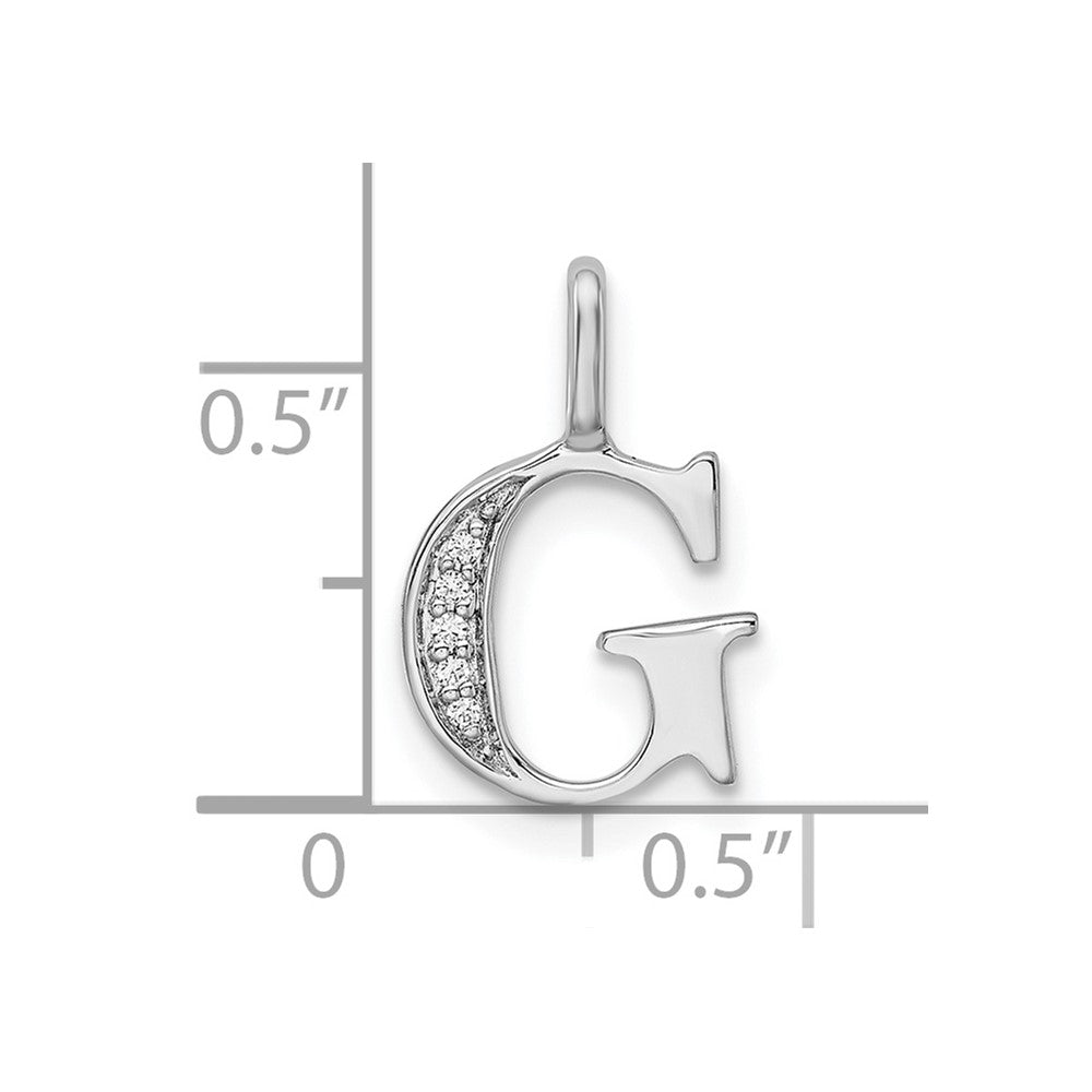 14K White Gold Diamond Letter G Initial Pendant
