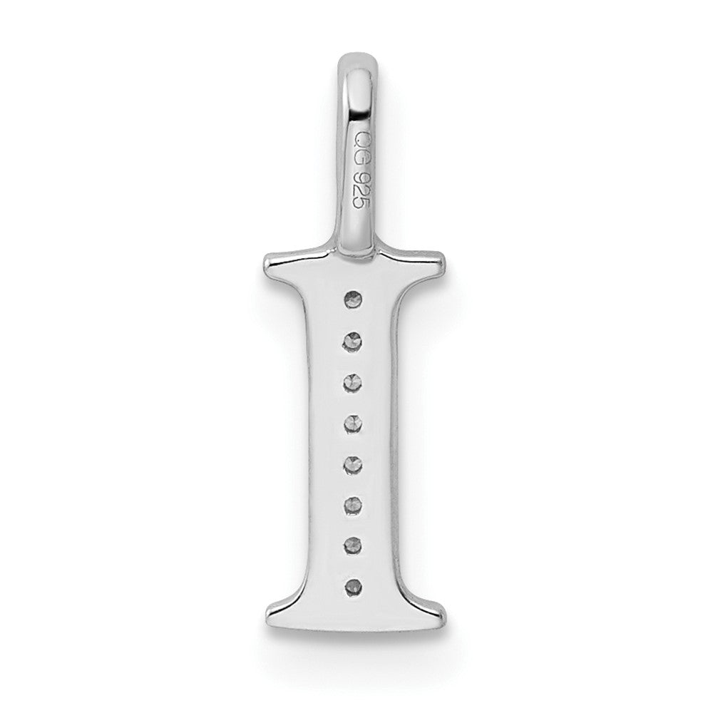 14K White Gold Diamond Letter I Initial Pendant