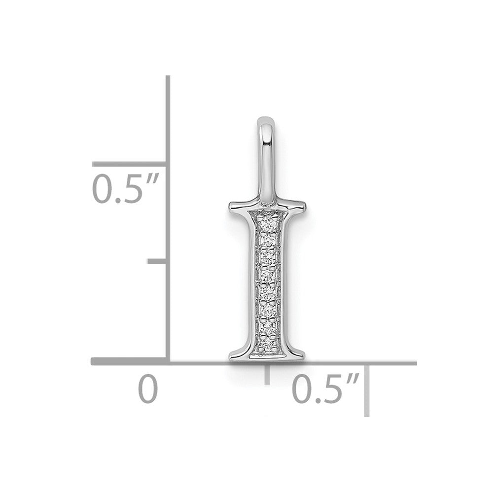 14K White Gold Diamond Letter I Initial Pendant