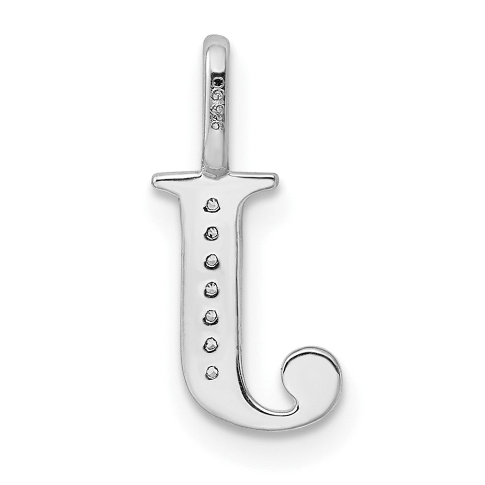 14K White Gold Diamond Letter J Initial Pendant