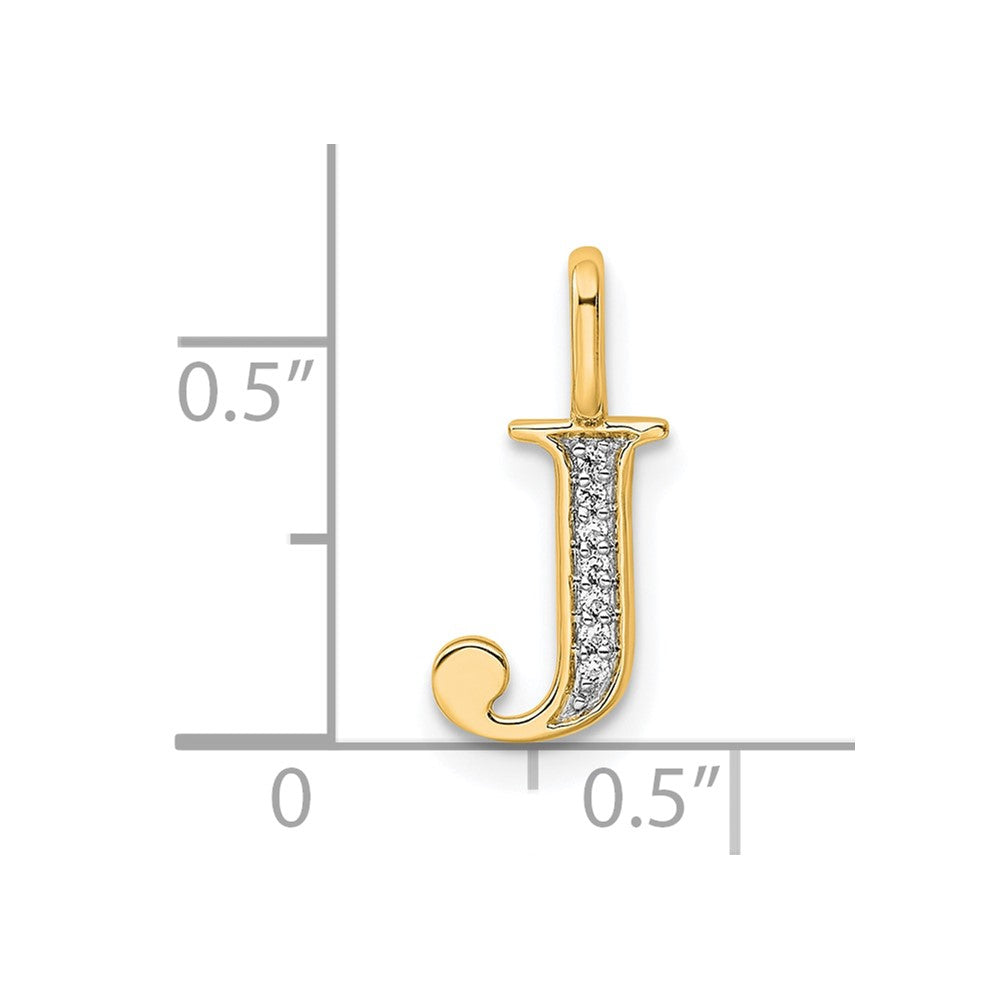 14K Diamond Letter J Initial Pendant