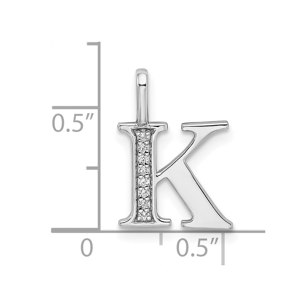 14K White Gold Diamond Letter K Initial Pendant