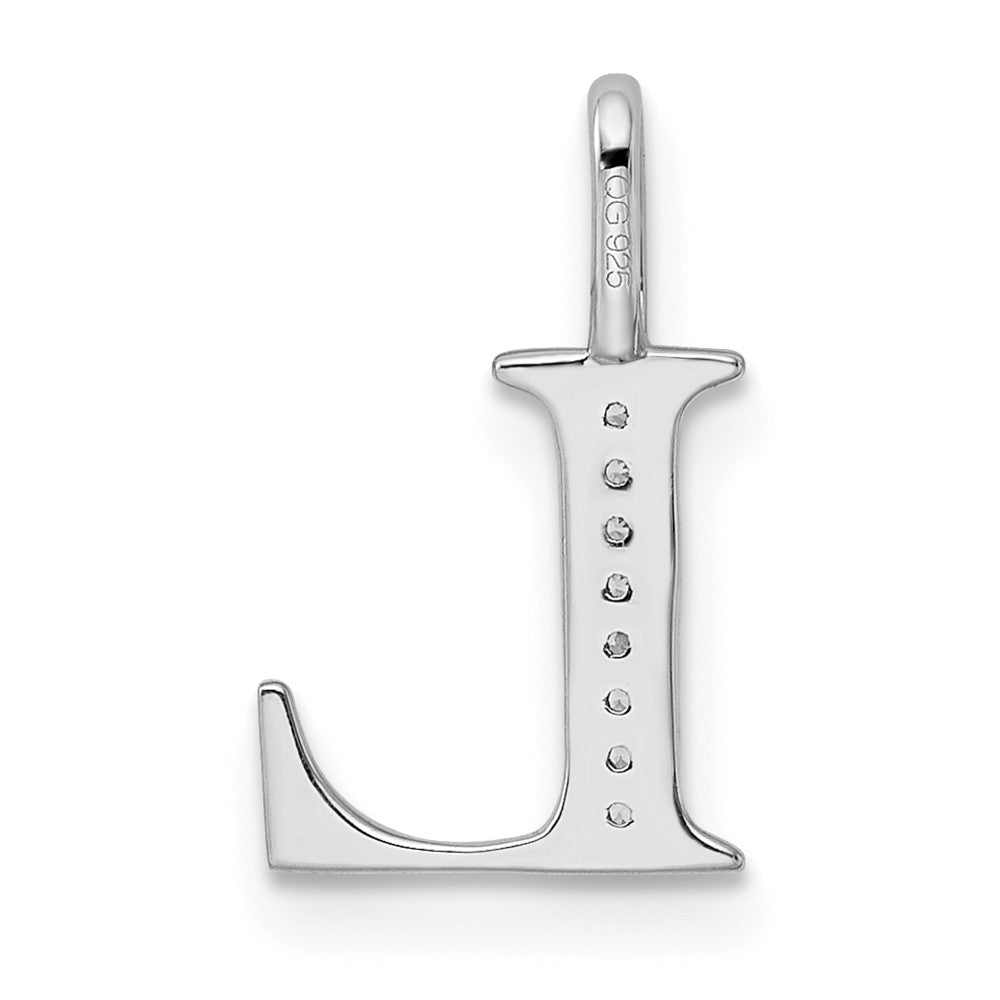 14K White Gold Diamond Letter L Initial Pendant