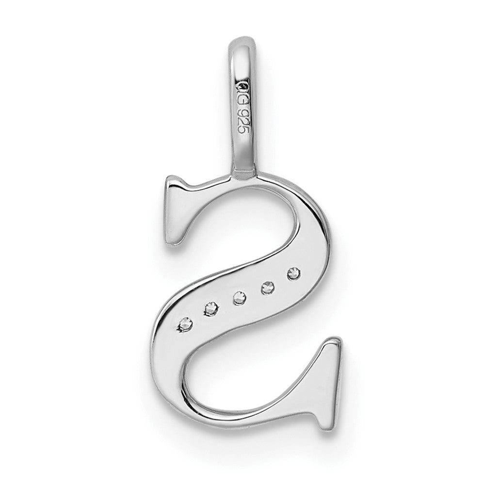 14K White Gold Diamond Letter S Initial Pendant