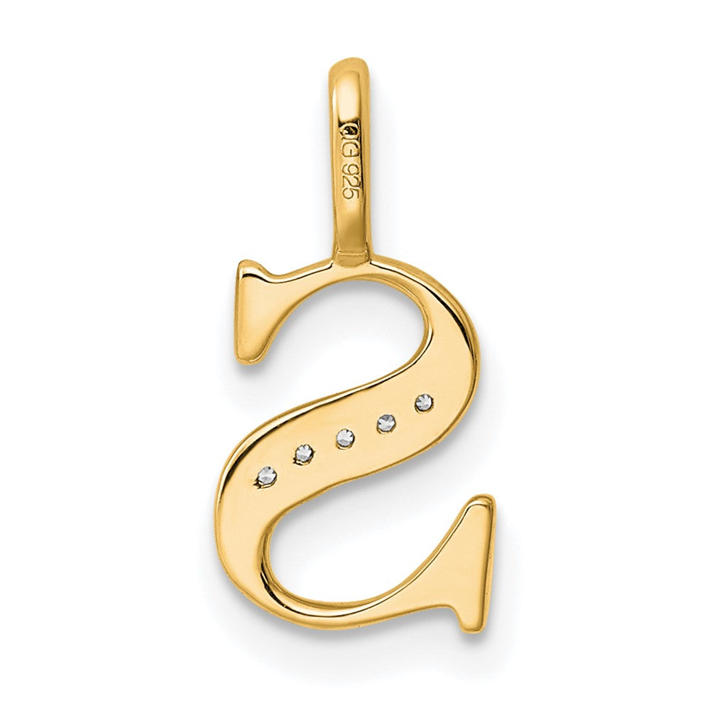 14k Diamond Letter S Initial Pendant