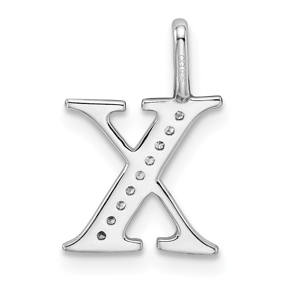 14k White Gold Diamond Letter X Initial Pendant