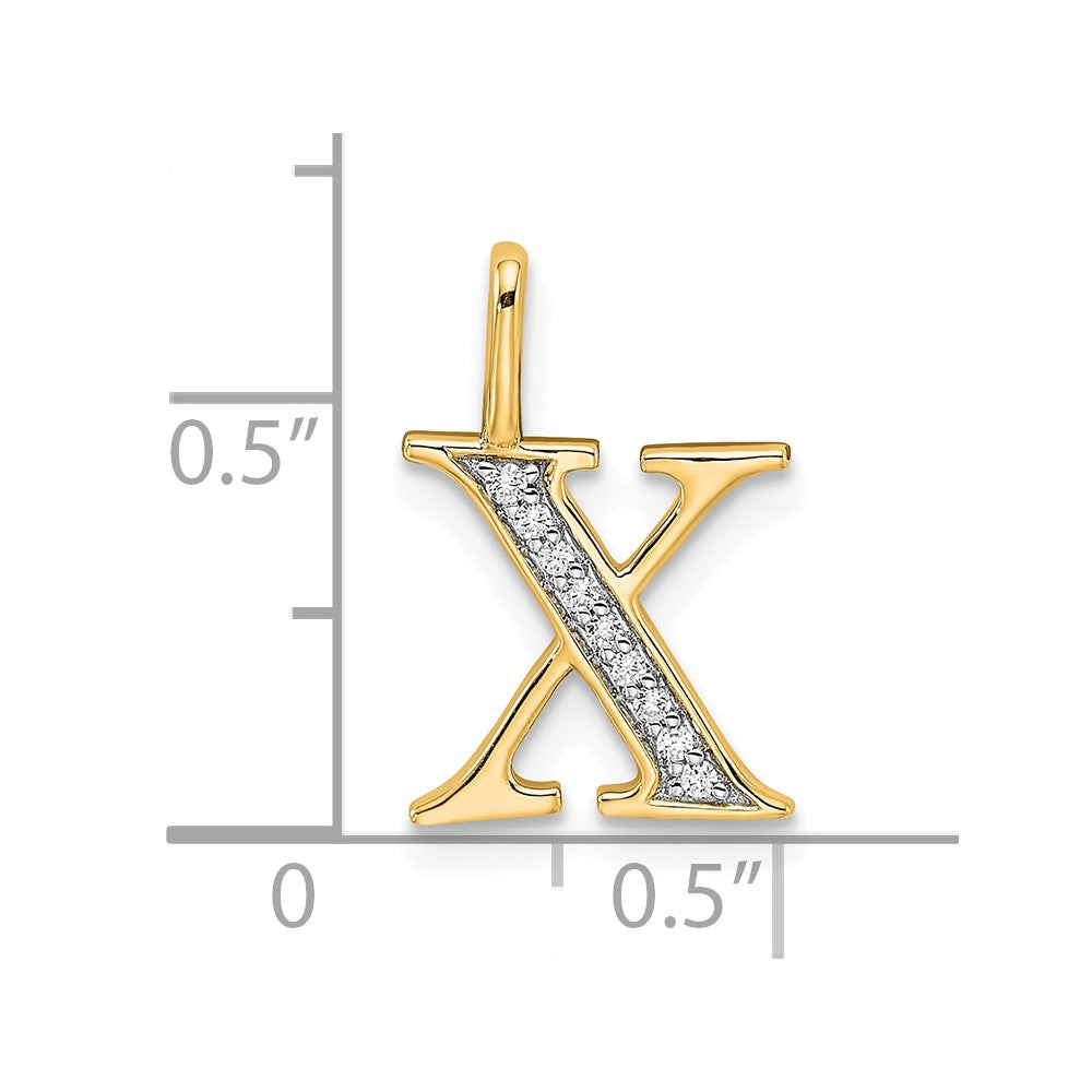 14k Diamond Initial X Pendant