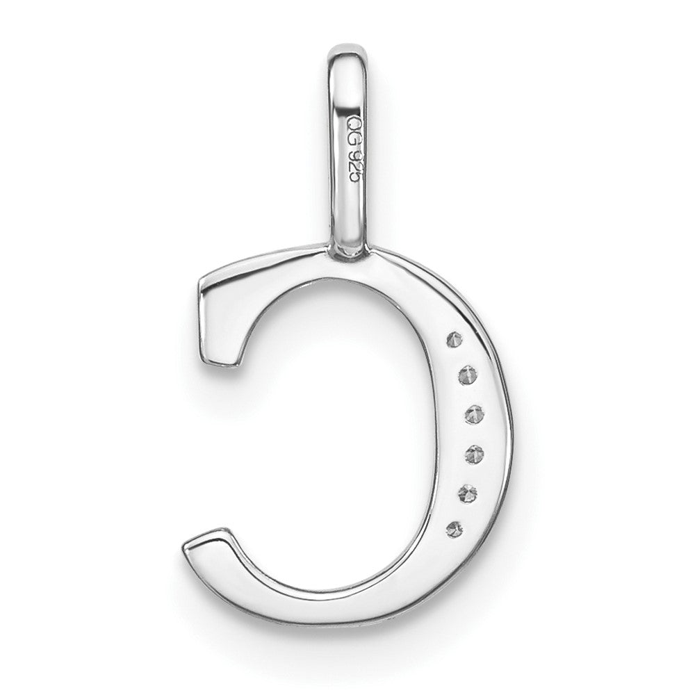 14K White Gold Diamond Lower Case Letter C Initial Pendant