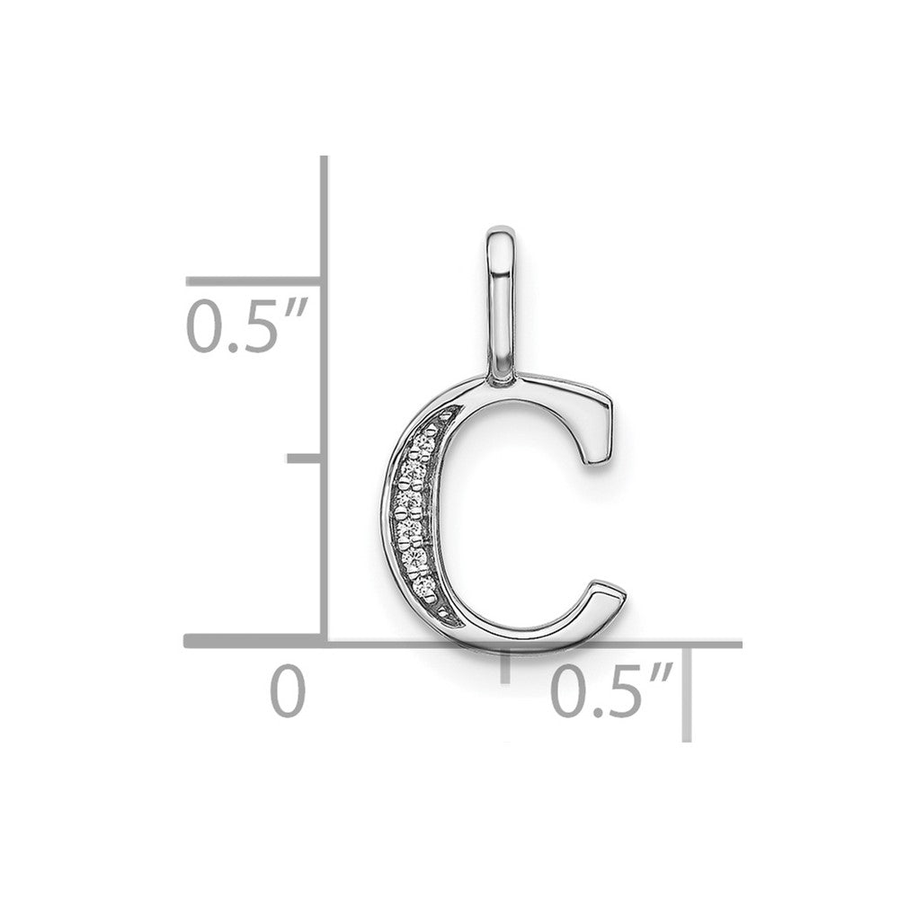 14K White Gold Diamond Lower Case Letter C Initial Pendant