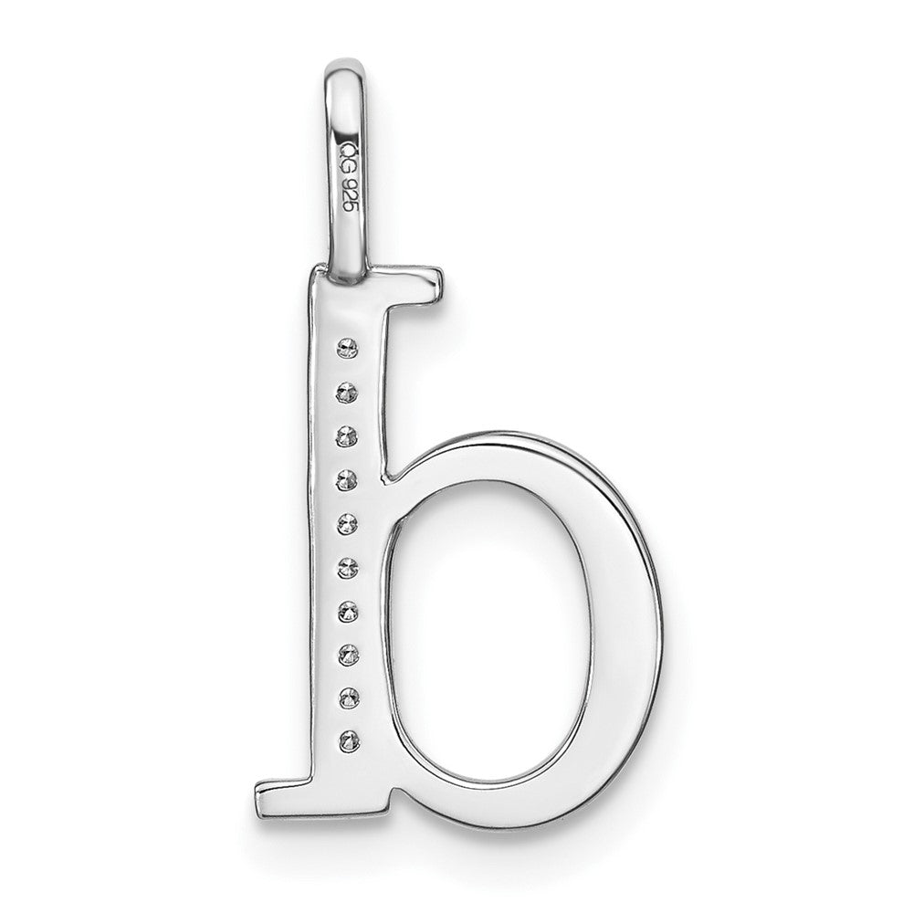 14K White Gold Diamond Lower Case Letter D Initial Pendant
