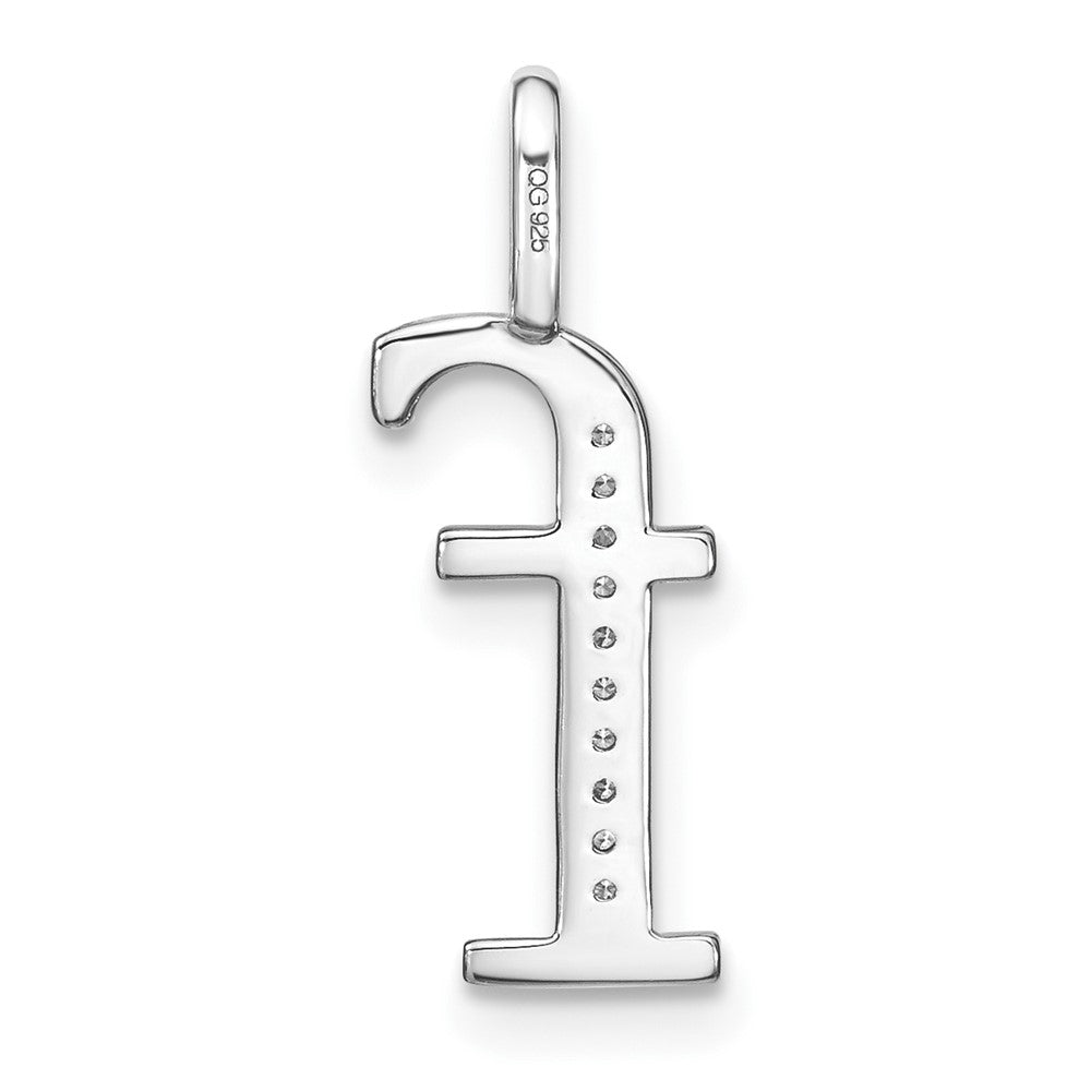 14K White Gold Diamond Lower Case Letter F Initial Pendant