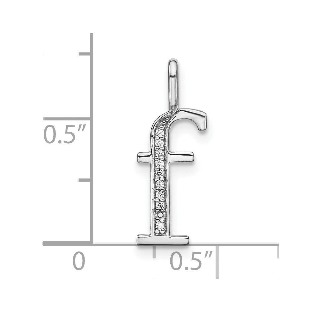 14K White Gold Diamond Lower Case Letter F Initial Pendant