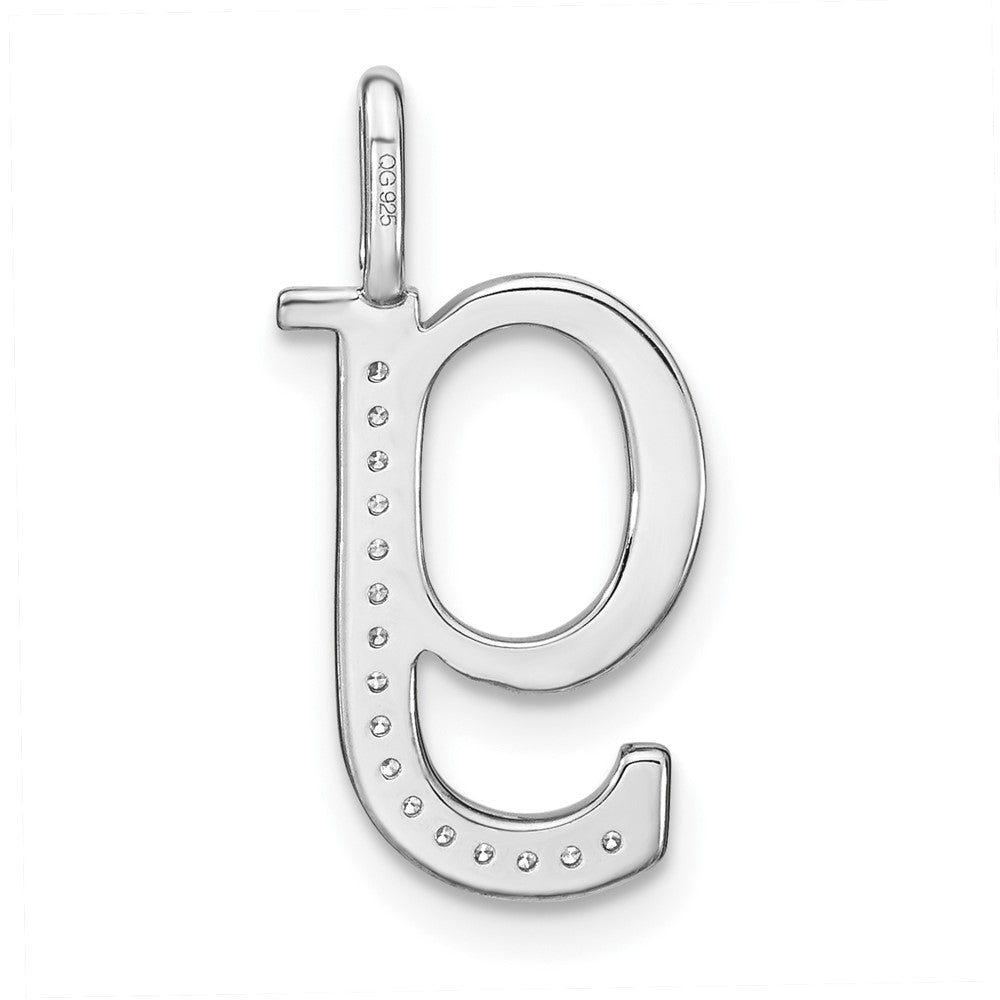 14K White Gold Diamond Lower Case Letter G Initial Pendant