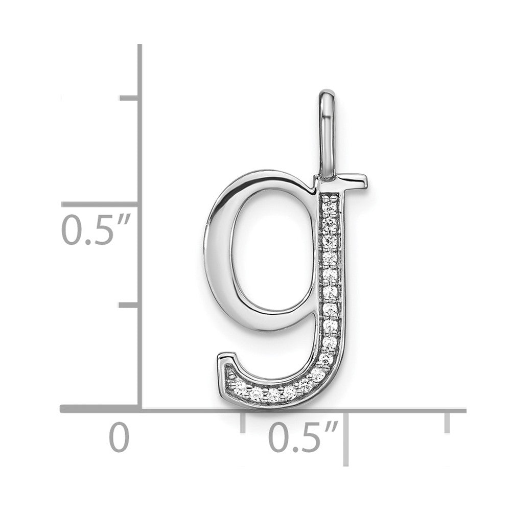 14K White Gold Diamond Lower Case Letter G Initial Pendant