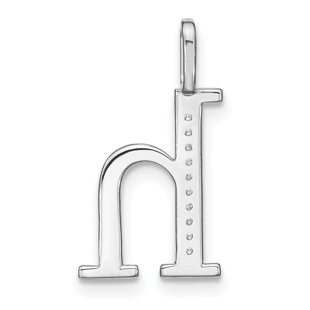 14K White Gold Diamond Lower Case Letter H Initial Pendant