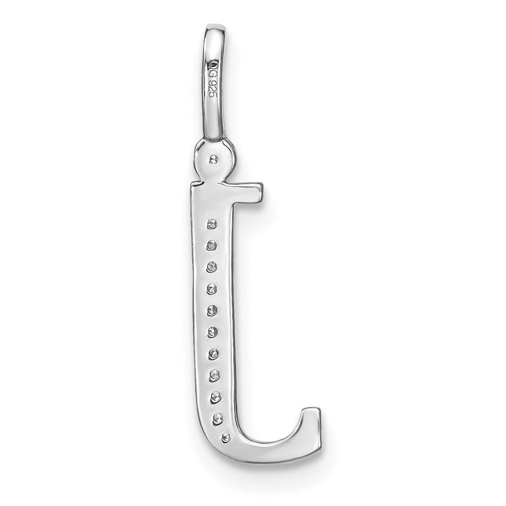 14K White Gold Diamond Lower Case Letter J Initial Pendant
