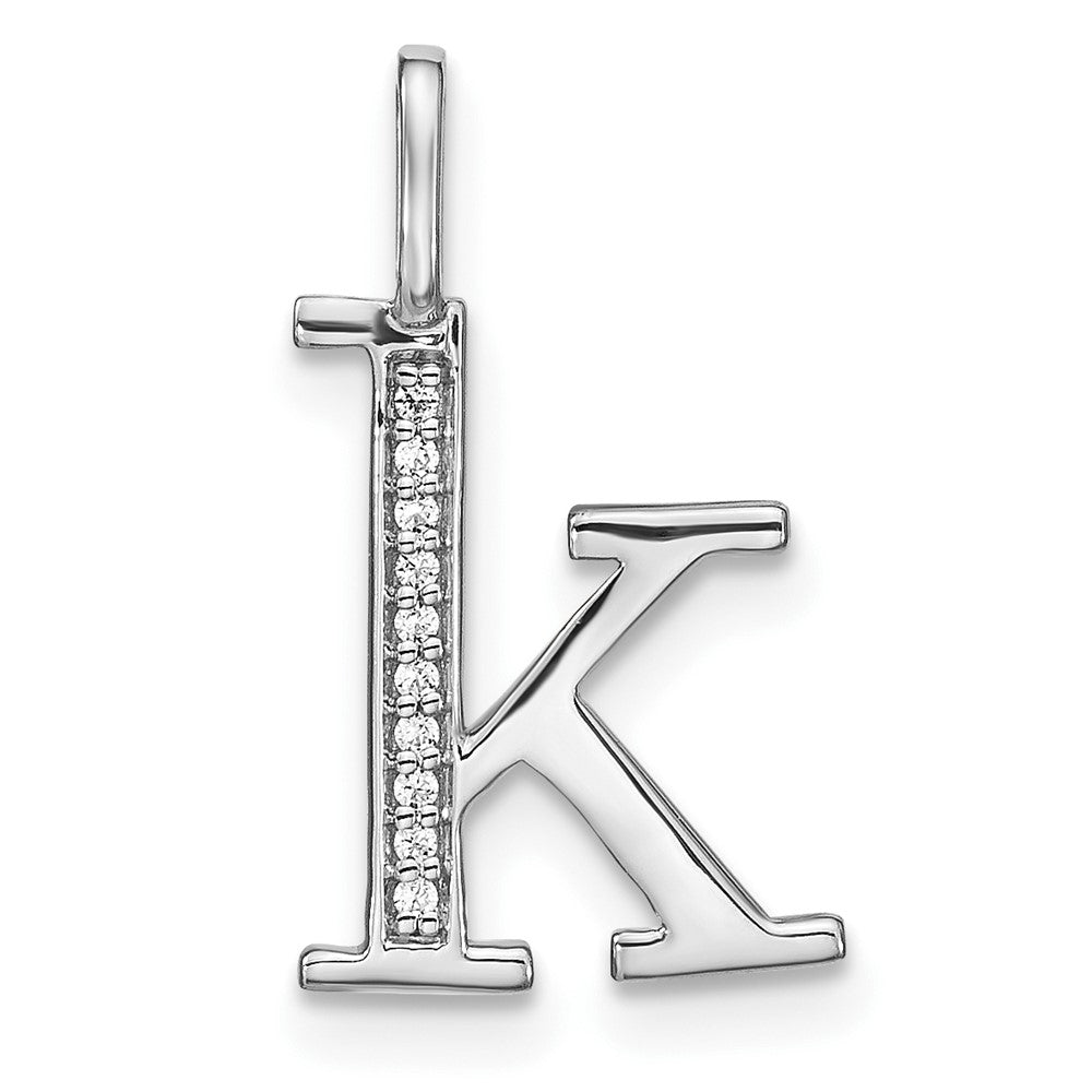 14K White Gold Diamond Lower Case Letter K Initial Pendant