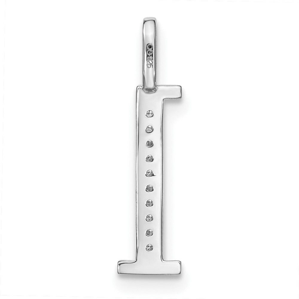 14K White Gold Diamond Lower Case Letter L Initial Pendant
