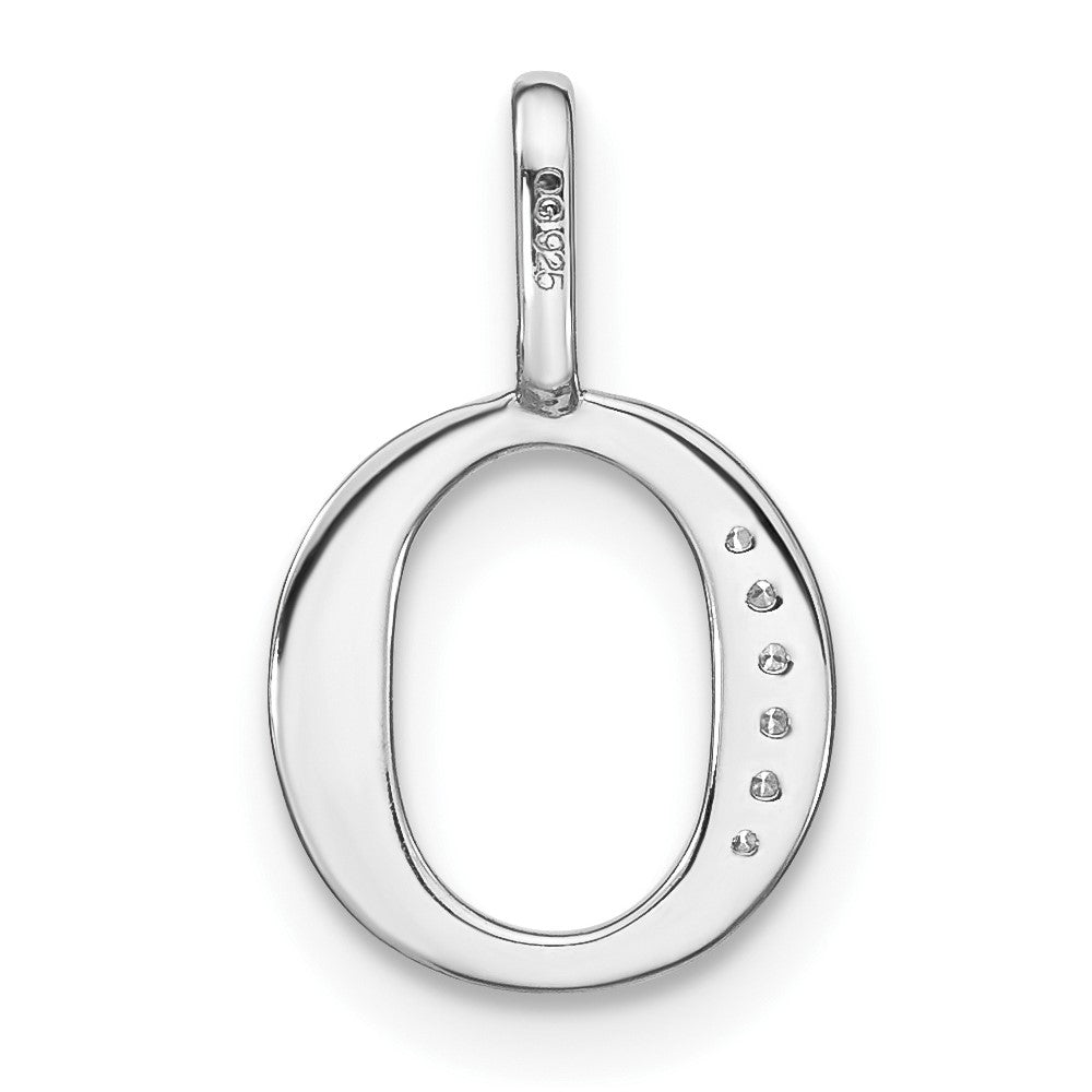 14K White Gold Diamond Lower Case Letter O Initial Pendant