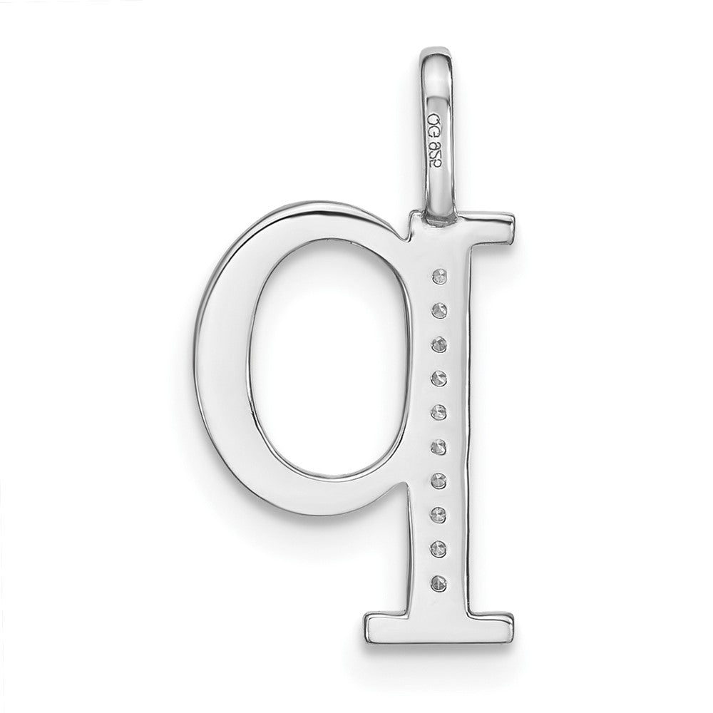 14K White Gold Diamond Lower Case Letter P Initial Pendant