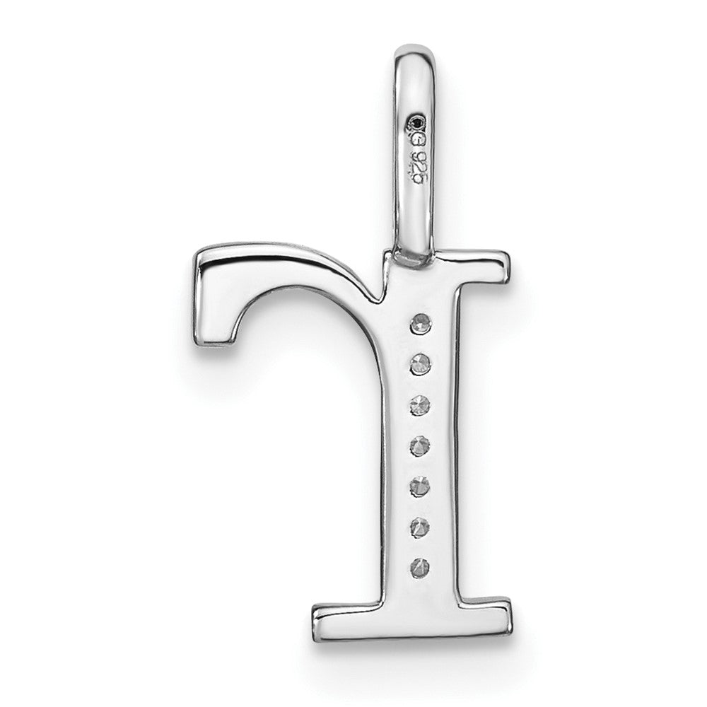 14K White Gold Diamond Lower Case Letter R Initial Pendant