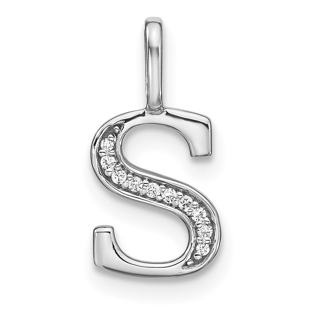 14K White Gold Diamond Lower Case Letter S Initial Pendant