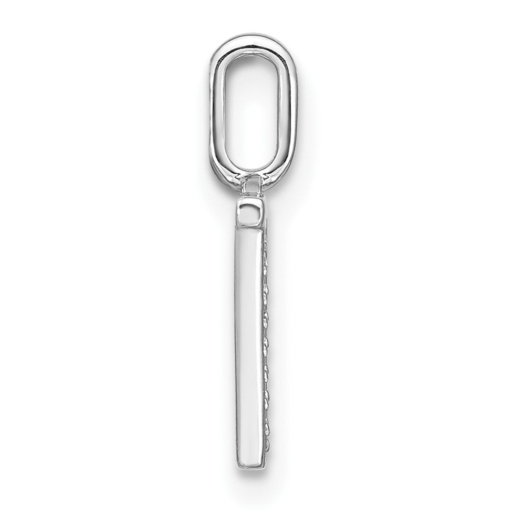 14K White Gold Diamond Lower Case Letter V Initial Pendant