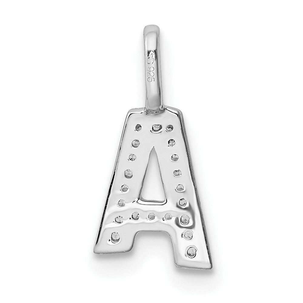 14K White Gold Diamond Letter A Initial Pendant