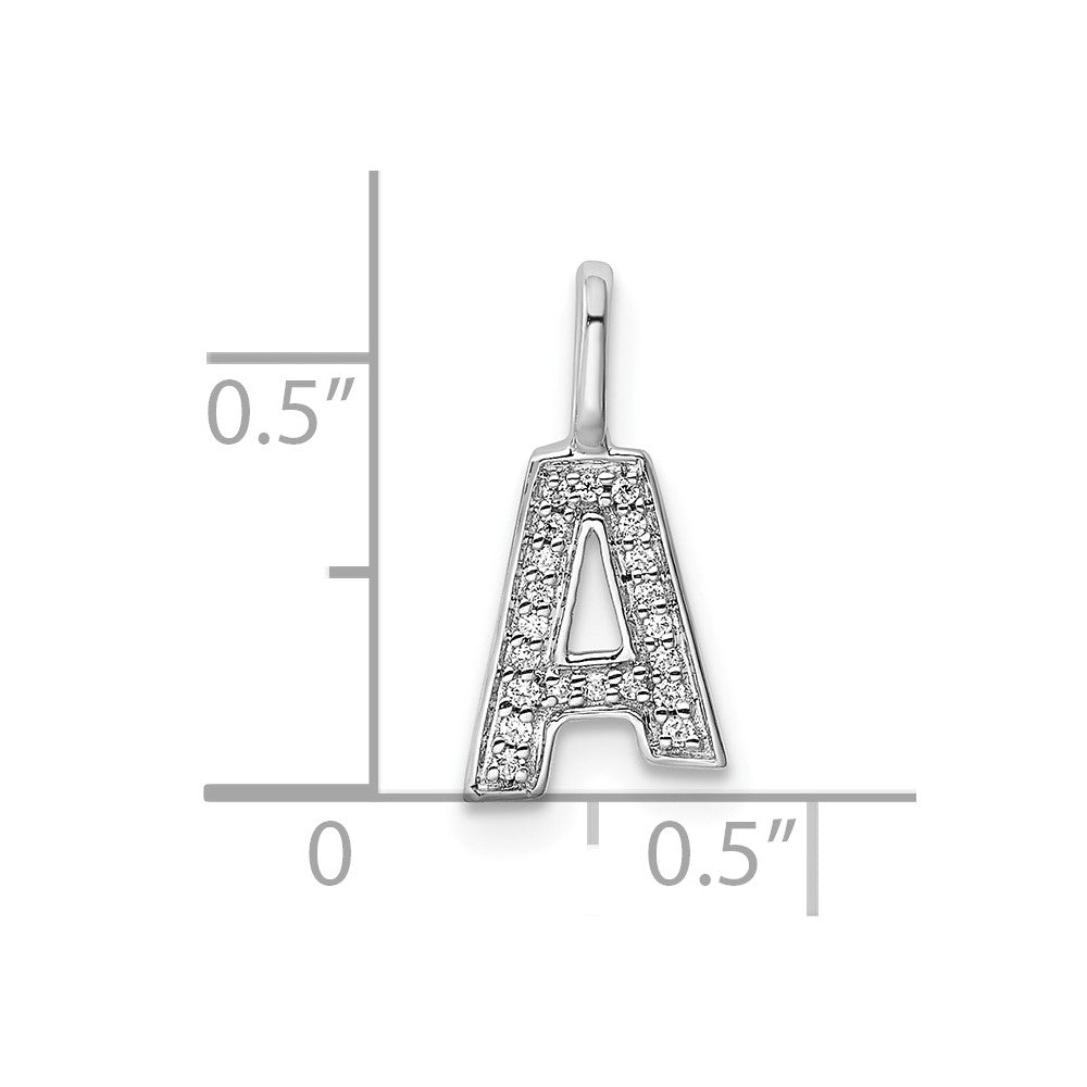 14K White Gold Diamond Letter A Initial Pendant