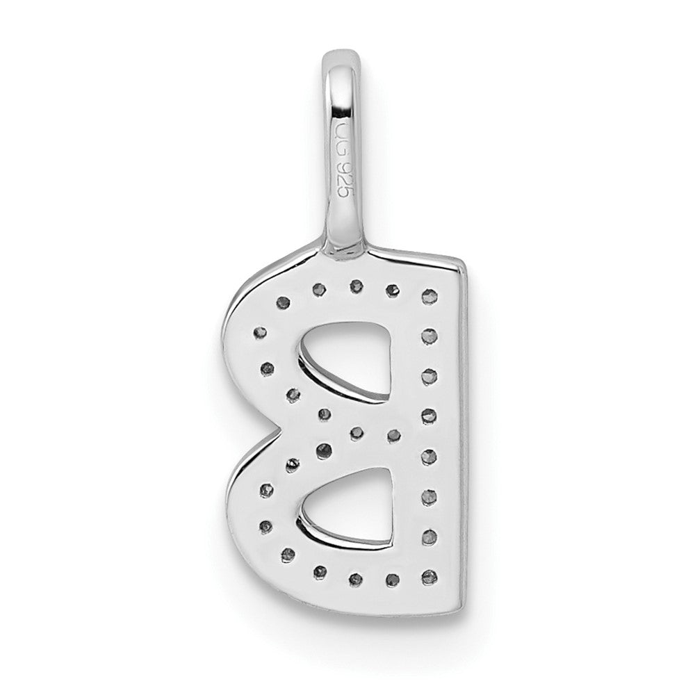 14K White Gold Diamond Letter B Initial Pendant