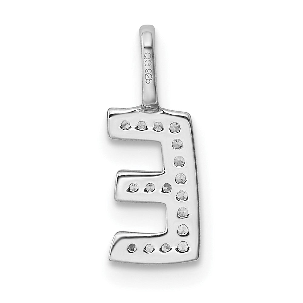 14K White Gold Diamond Letter E Initial Pendant
