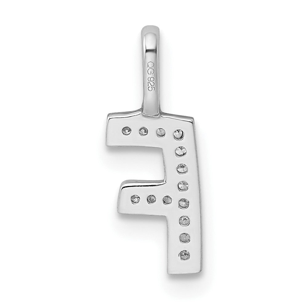 14K White Gold Diamond Letter F Initial Pendant