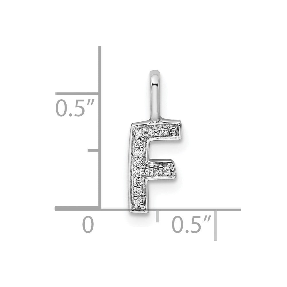 14K White Gold Diamond Letter F Initial Pendant