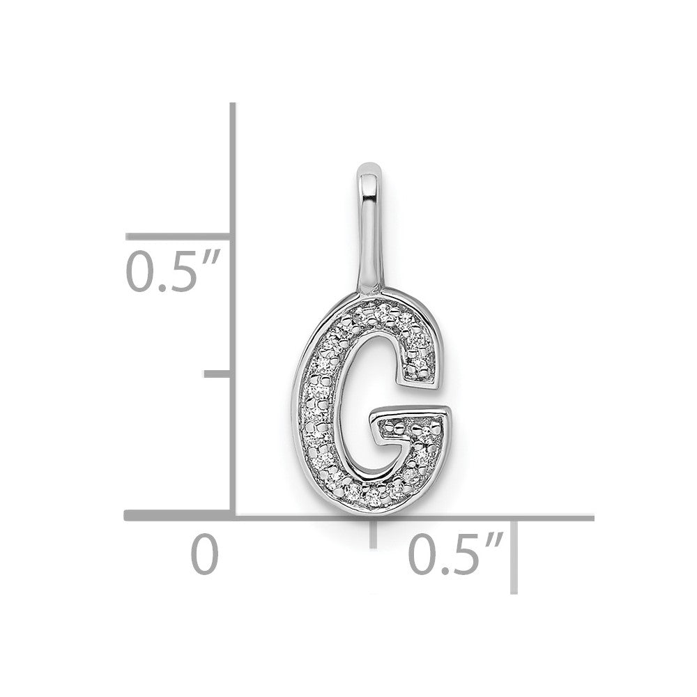 14K White Gold Diamond Letter G Initial Pendant